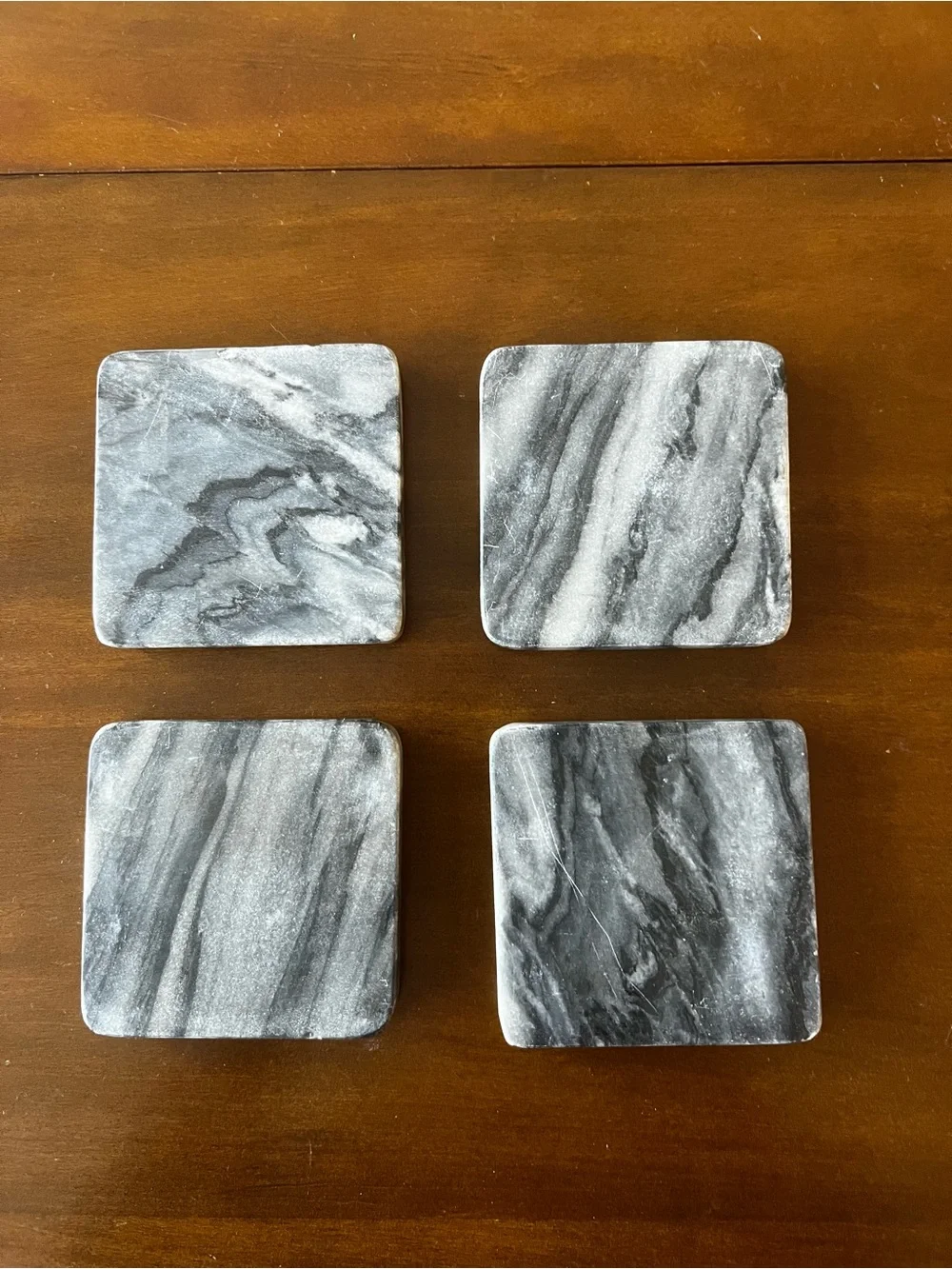 Gray Marble Coasters - Set of 4
